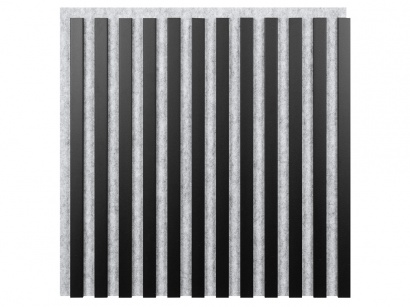 Woodele Simple Tile 23 lamelový obklad na šedém filcu Černý mat 600x600